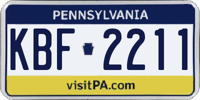 PA license plate KBF2211