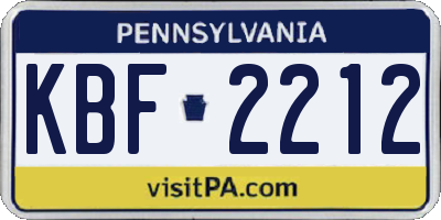 PA license plate KBF2212