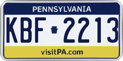 PA license plate KBF2213