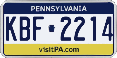 PA license plate KBF2214