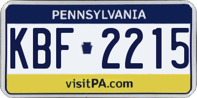 PA license plate KBF2215