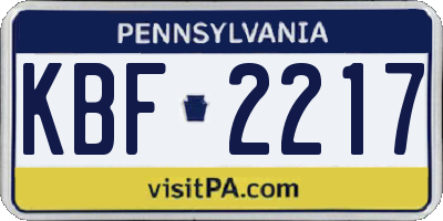 PA license plate KBF2217
