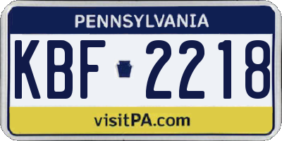 PA license plate KBF2218