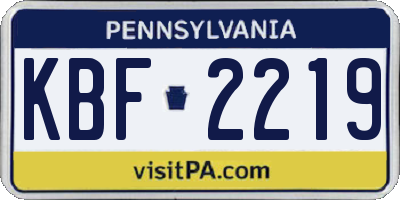 PA license plate KBF2219