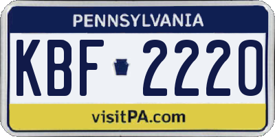 PA license plate KBF2220