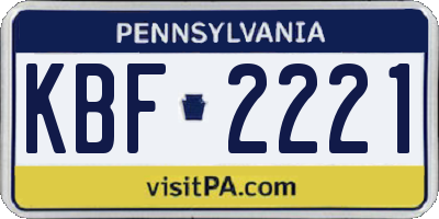 PA license plate KBF2221