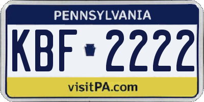 PA license plate KBF2222