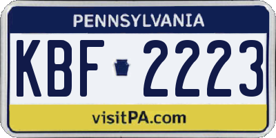 PA license plate KBF2223