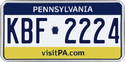 PA license plate KBF2224