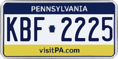 PA license plate KBF2225