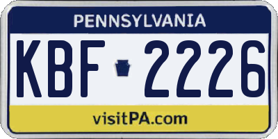 PA license plate KBF2226