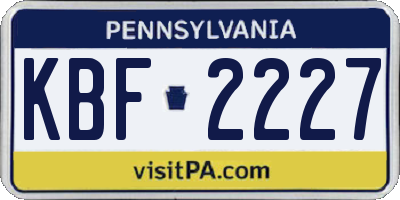 PA license plate KBF2227