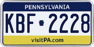 PA license plate KBF2228