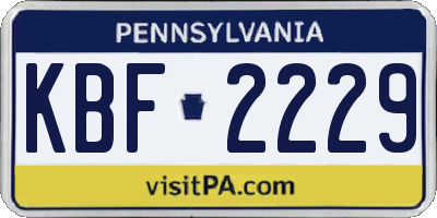 PA license plate KBF2229