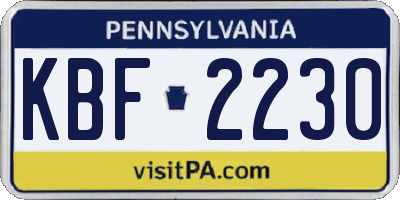 PA license plate KBF2230