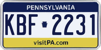 PA license plate KBF2231