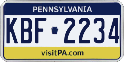 PA license plate KBF2234