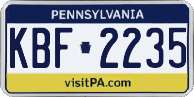 PA license plate KBF2235