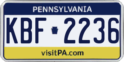 PA license plate KBF2236