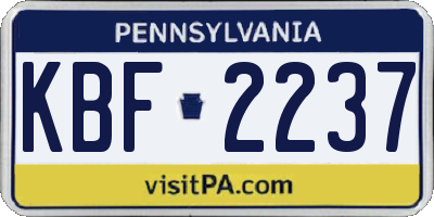 PA license plate KBF2237