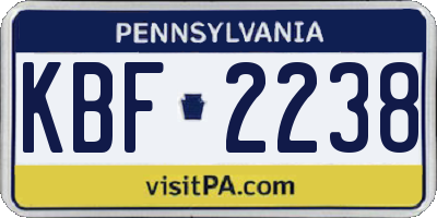 PA license plate KBF2238