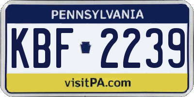 PA license plate KBF2239