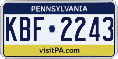 PA license plate KBF2243
