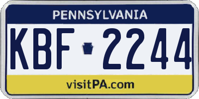 PA license plate KBF2244