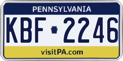 PA license plate KBF2246
