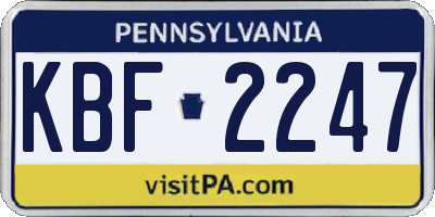 PA license plate KBF2247