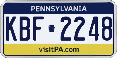 PA license plate KBF2248