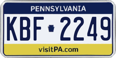 PA license plate KBF2249