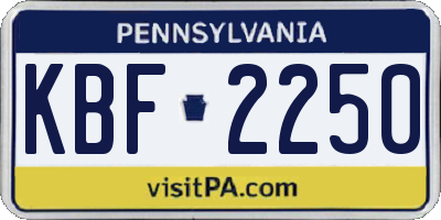 PA license plate KBF2250
