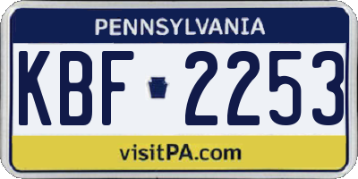 PA license plate KBF2253