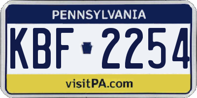 PA license plate KBF2254