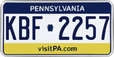 PA license plate KBF2257
