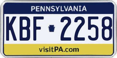 PA license plate KBF2258