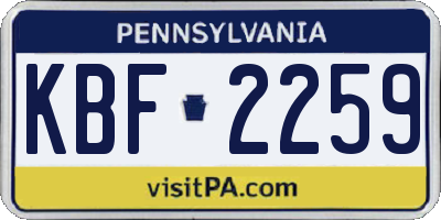 PA license plate KBF2259