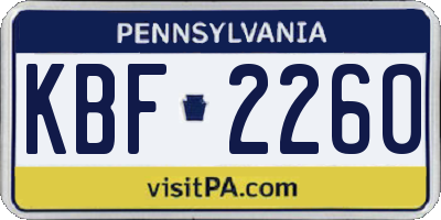 PA license plate KBF2260