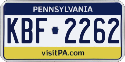 PA license plate KBF2262