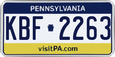 PA license plate KBF2263