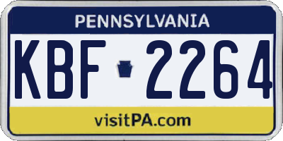 PA license plate KBF2264