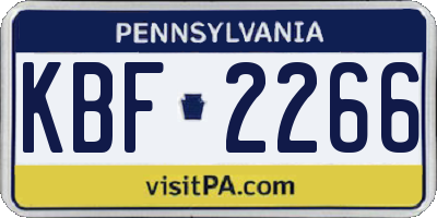 PA license plate KBF2266