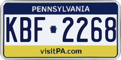 PA license plate KBF2268
