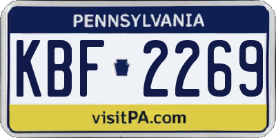 PA license plate KBF2269