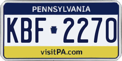 PA license plate KBF2270