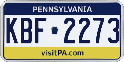 PA license plate KBF2273