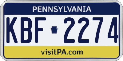 PA license plate KBF2274