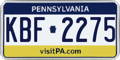 PA license plate KBF2275
