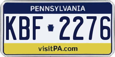 PA license plate KBF2276